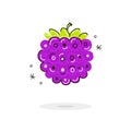Sweet berry in doodle style isolated on white background. Vector cute icon. Concept art illustration with red blackberry Royalty Free Stock Photo